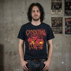 Cannibal‎ Corpse T-Shirt Size Medium Black Graphic Demon Skull Tee Metal Goth